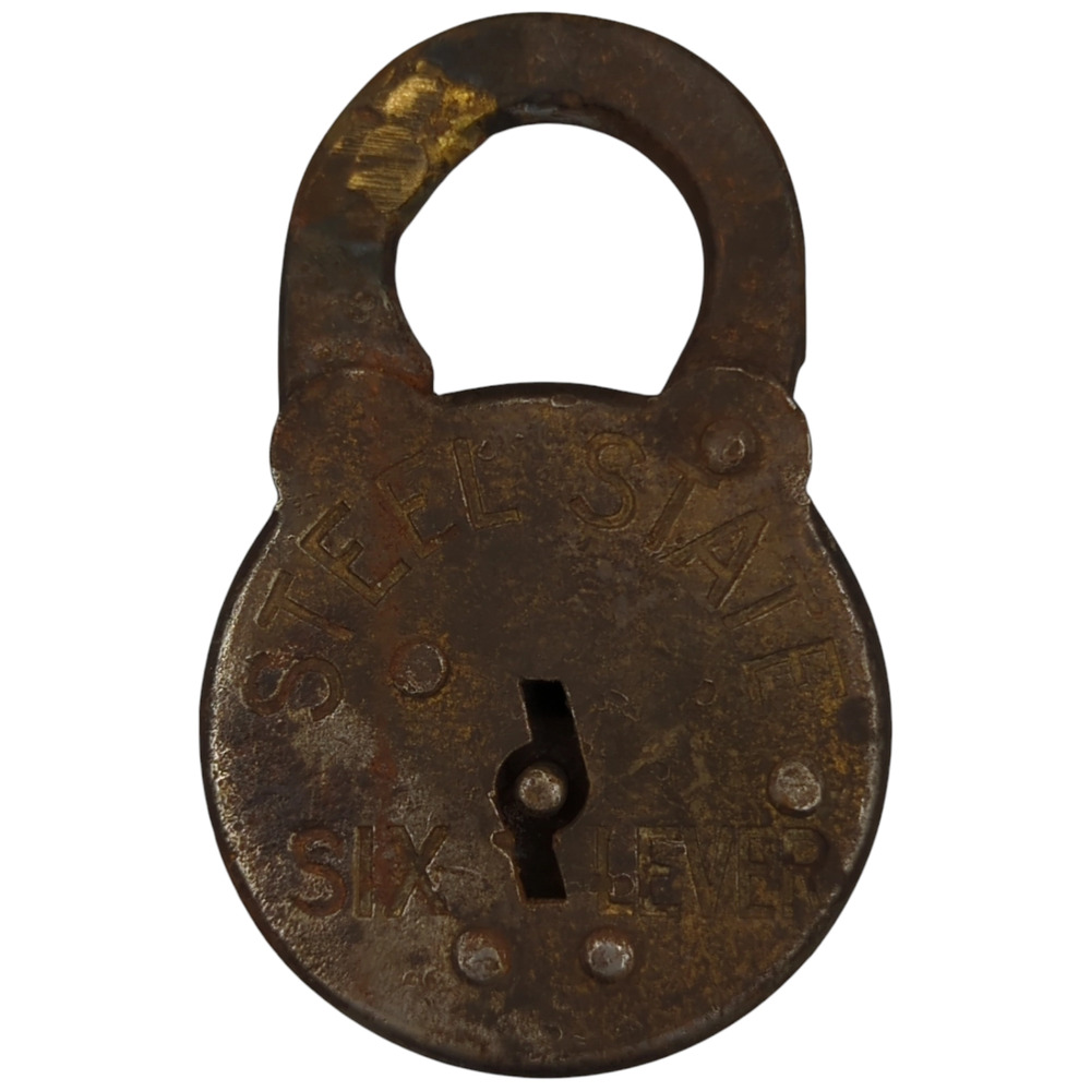 Antique Steel‎ State Six Lever Padlock  Vintage Made in USA No Keys